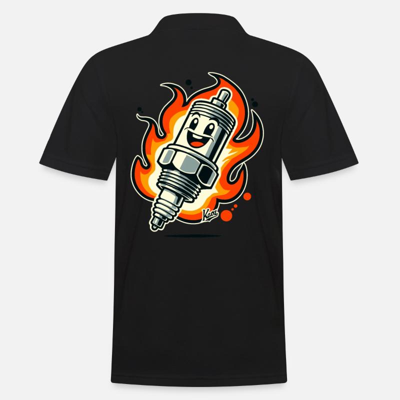 Bougie d’allumage joyeuse en feu - Polo Homme - noir
