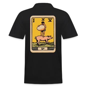 Tarot card child with egg on pig - Men's Polo Shirt - black - Back - Kai (181cm)