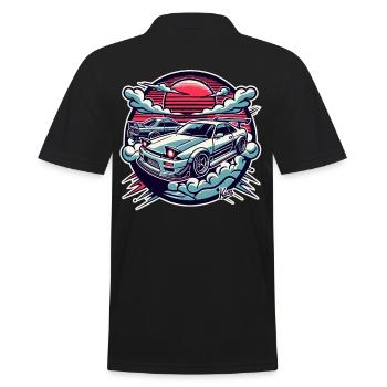 Voiture de sport JDM Japon au coucher du soleil - Polo Homme - noir - Dos - Kai (181cm)
