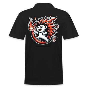 Cheerful hot hedgehog with fire - Men's Polo Shirt - black - Back - Kai (181cm)