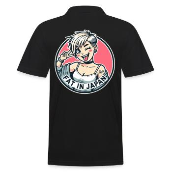 Freches Cartoon-Mädchen: Fett in Japan - Männer Poloshirt - Schwarz - Hinten - Kai (181cm)