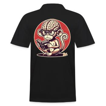 Singe nerd avec un grand Geirn lisant un livre - Polo Homme - noir - Dos - Kai (181cm)