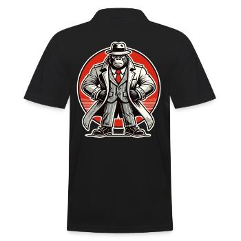 Detektiv-Gorilla - Männer Poloshirt - Schwarz - Hinten - Kai (181cm)