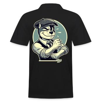 Retro Dapper Cartoon Hund im Stil der 1920er - Männer Poloshirt - Schwarz - Hinten - Kai (181cm)