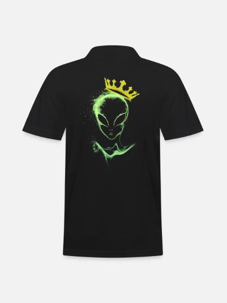 Alien mit Krone - Männer Poloshirt - Schwarz