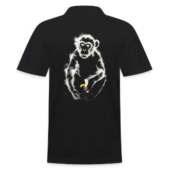 Affe isst Banane / Affe - Männer Poloshirt - Schwarz - Hinten - Kai (181cm)
