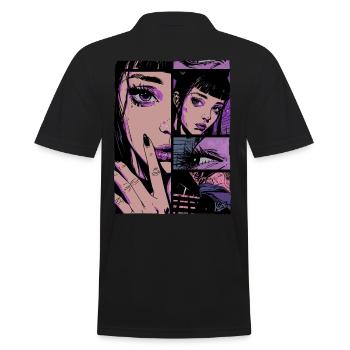 Mystic Cartoon Girl - Men's Polo Shirt - black - Back - Kai (181cm)