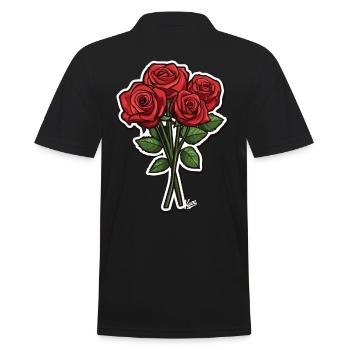 Ein Strauß Rosen - Männer Poloshirt - Schwarz - Hinten - Kai (181cm)