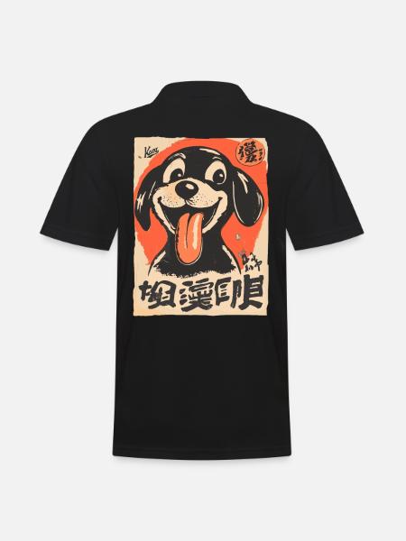 Funny Little Japan Edo Dog - Men's Polo Shirt - black