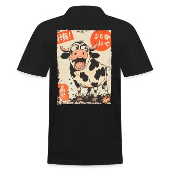 Vache de dessin animé japonais avec fantaisie - Polo Homme - noir - Dos - Kai (181cm)