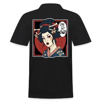 Japanese geisha thinks: "It's so big" - Men's Polo Shirt - black - Back - Kai (181cm)