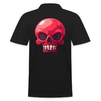 Sarcastic Red Cartoon Skull - Men's Polo Shirt - black - Back - Kai (181cm)