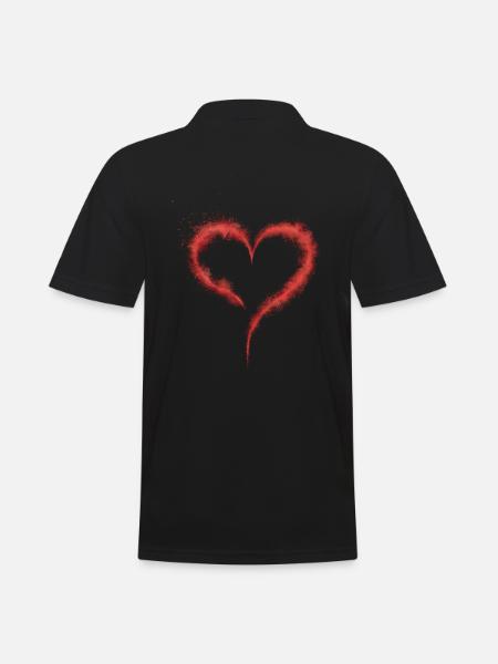 Herz - Männer Poloshirt - Schwarz