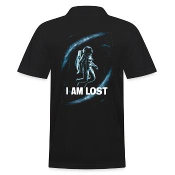 Astronaut, ich bin verloren, Raumfahrer - Männer Poloshirt - Schwarz - Hinten - Kai (181cm)
