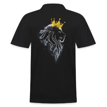 lion with crown in white lines - Men's Polo Shirt - black - Back - Kai (181cm)