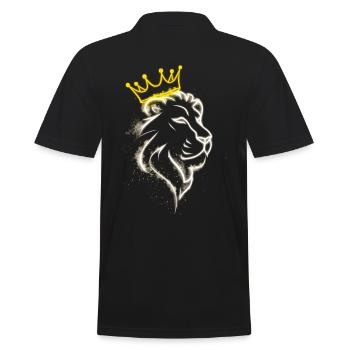 lion white lines with crown - Men's Polo Shirt - black - Back - Kai (181cm)
