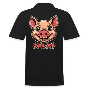 Happy Pig - Men's Polo Shirt - black - Back - Kai (181cm)