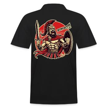 Leo der Nidas der wütende Spartaner hat Hunger - Männer Poloshirt - Schwarz - Hinten - Kai (181cm)
