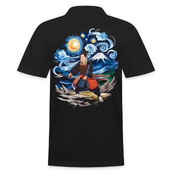sternenklare nacht ronin berg fuji japanisch - Männer Poloshirt - Schwarz - Hinten - Kai (181cm)