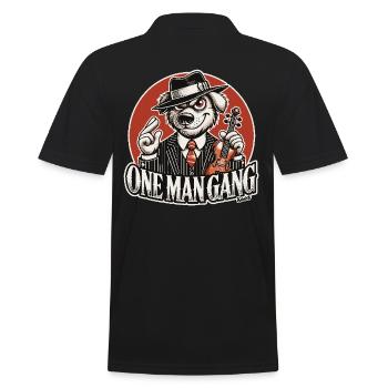 Retro-Geiger, Eleganter Hund One-Man-Gang - Männer Poloshirt - Schwarz - Hinten - Kai (181cm)