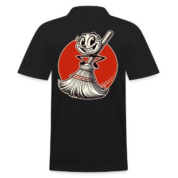 Cheerful Retro Cardboard Broom - Men's Polo Shirt - black - Back - Kai (181cm)