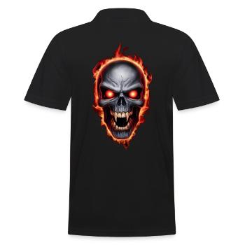 Vampir Burning Skull - Männer Poloshirt - Schwarz - Hinten - Kai (181cm)