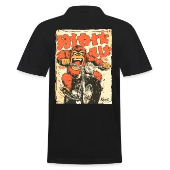 Crazy Orangutan – Motorcycle Biker - Men's Polo Shirt - black - Back - Kai (181cm)