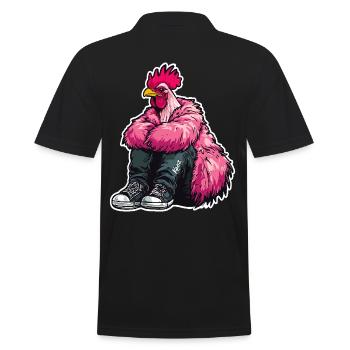 Coq de mode à la mode en plume rose Veste de poulet - Polo Homme - noir - Dos - Kai (181cm)