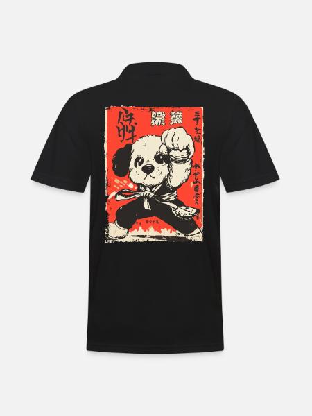 Asiatischer Kampfsport Dojo-Hund - Männer Poloshirt - Schwarz