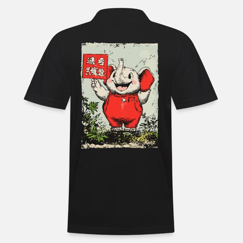 Petit éléphant joyeux - Polo Homme - noir