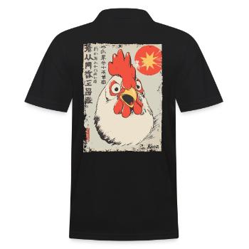 Wütender lustiger Cartoon-Hahn - Männer Poloshirt - Schwarz - Hinten - Kai (181cm)