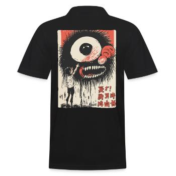 Street-Art-Junge mit Monsterauge - Männer Poloshirt - Schwarz - Hinten - Kai (181cm)