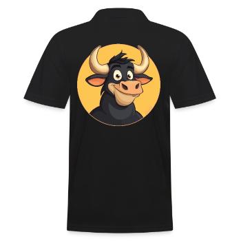 Drôle de dessin animé vache taureau - Polo Homme - noir - Dos - Kai (181cm)