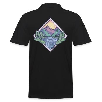 trees, forest, valley, river, sky and nature - Men's Polo Shirt - black - Back - Kai (181cm)