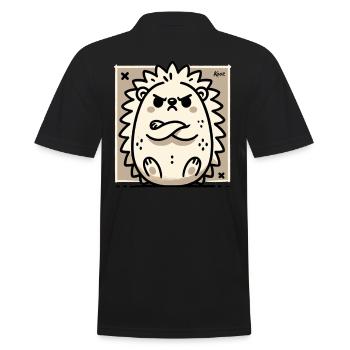 Sulking and offended cute hedgehog - Men's Polo Shirt - black - Back - Kai (181cm)