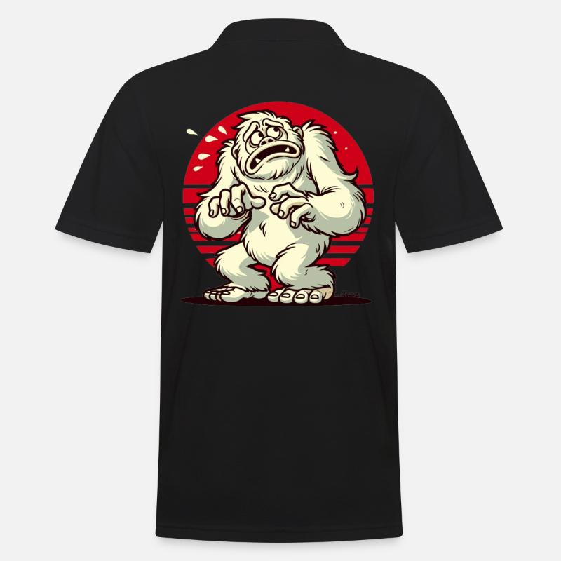 Effrayé drôle Yéti Bigfoot effrayé - Polo Homme - noir