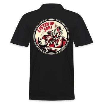 Listen, my son! Loud Megaphone Dad - Men's Polo Shirt - black - Back - Kai (181cm)