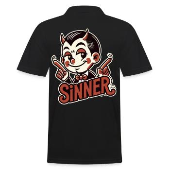 Little Devil – Proud Sinner - Men's Polo Shirt - black - Back - Kai (181cm)