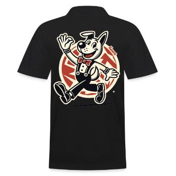 Cheerful Retro Dog – Vintage Cartoon Style - Men's Polo Shirt - black - Back - Kai (181cm)