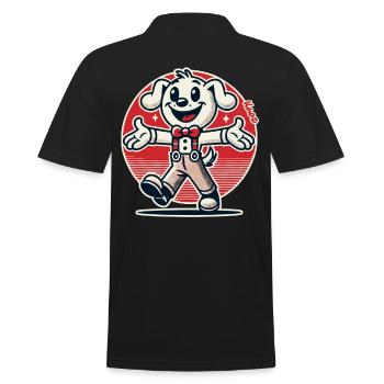 Funny cartoon dog with cheerful greeting - Men's Polo Shirt - black - Back - Kai (181cm)