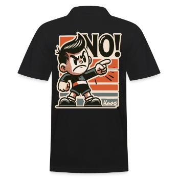 Frecher Retro Junge und Lausbube sagt Nein - Männer Poloshirt - Schwarz - Hinten - Kai (181cm)