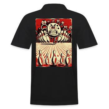 Bowling Showdown: Bowling Ball vs. Skittles - Men's Polo Shirt - black - Back - Kai (181cm)