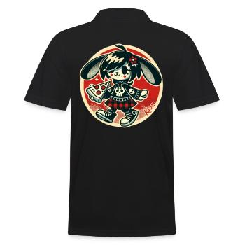 Lustiger Punk-Hase mit Pizza - Männer Poloshirt - Schwarz - Hinten - Kai (181cm)