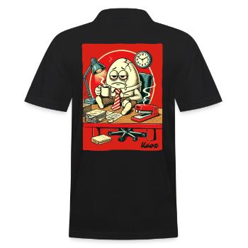 Müdes Büro-Ei mit Kaffee - Männer Poloshirt - Schwarz - Hinten - Kai (181cm)