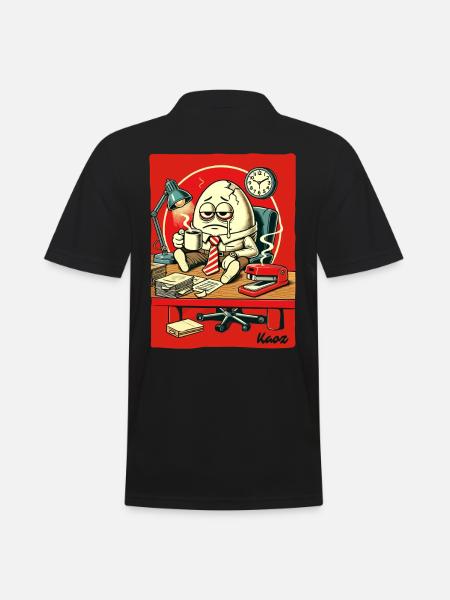 Tired office egg with coffee - Men's Polo Shirt - black