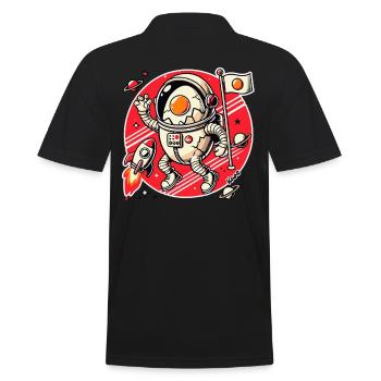 Oeuf d’astronaute avec fusée dans l’espace avec planète - Polo Homme - noir - Dos - Kai (181cm)