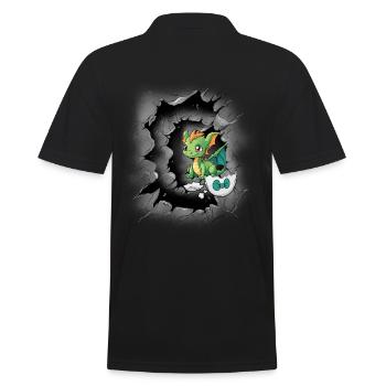 Baby Drache Eierschale Kind Kinder Geburt Ei - Männer Poloshirt - Schwarz - Hinten - Kai (181cm)
