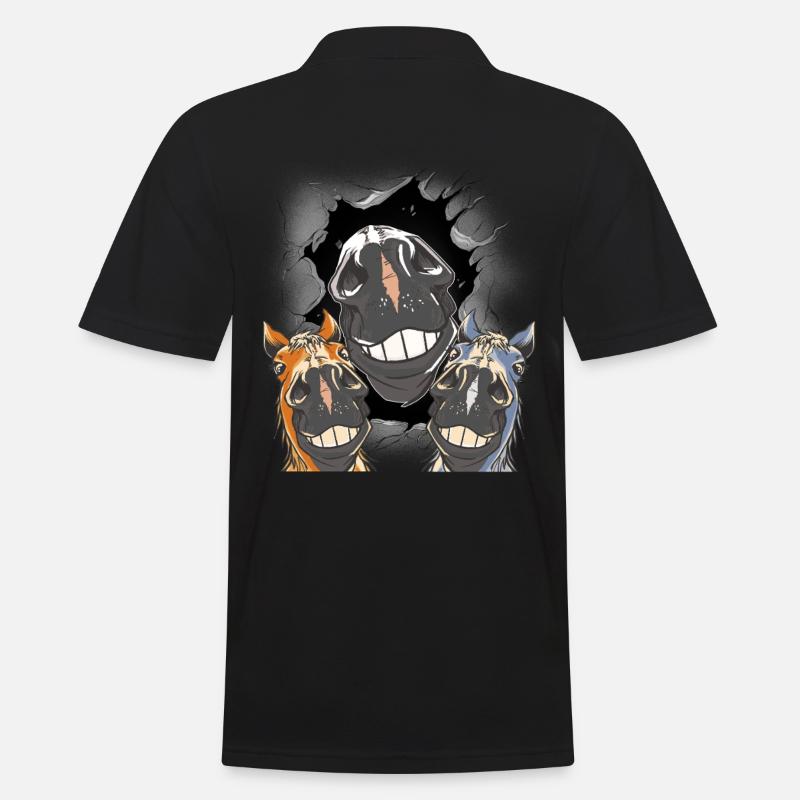Pferd Pferde Pferdekopf - Männer Poloshirt - Schwarz