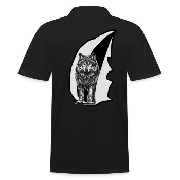 Wolf Wölfe Wölfin - Männer Poloshirt - Schwarz - Hinten - Kai (181cm)