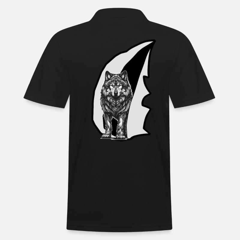Wolf Wölfe Wölfin - Männer Poloshirt - Schwarz